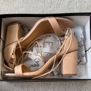 Lulu's Nude Block Heel Sandals